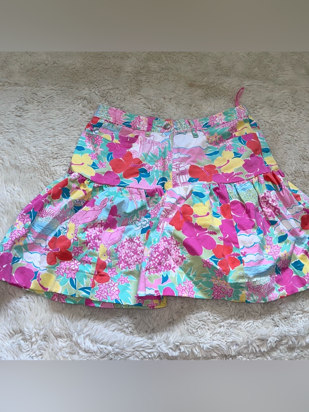 Lilly Pulitzer Tilly Skirt Sz 6 Floral Ruffle Vtg Y2K